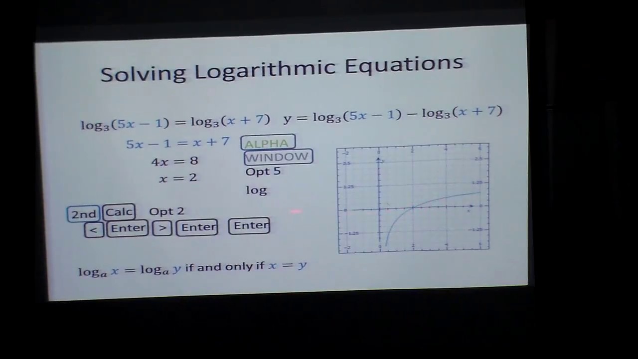 Logarithmic Equation with log on each side - YouTube