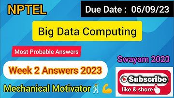 Big Data Computing | Week 2 Quiz | Assignment 2 Solution | NPTEL | SWAYAM 2023