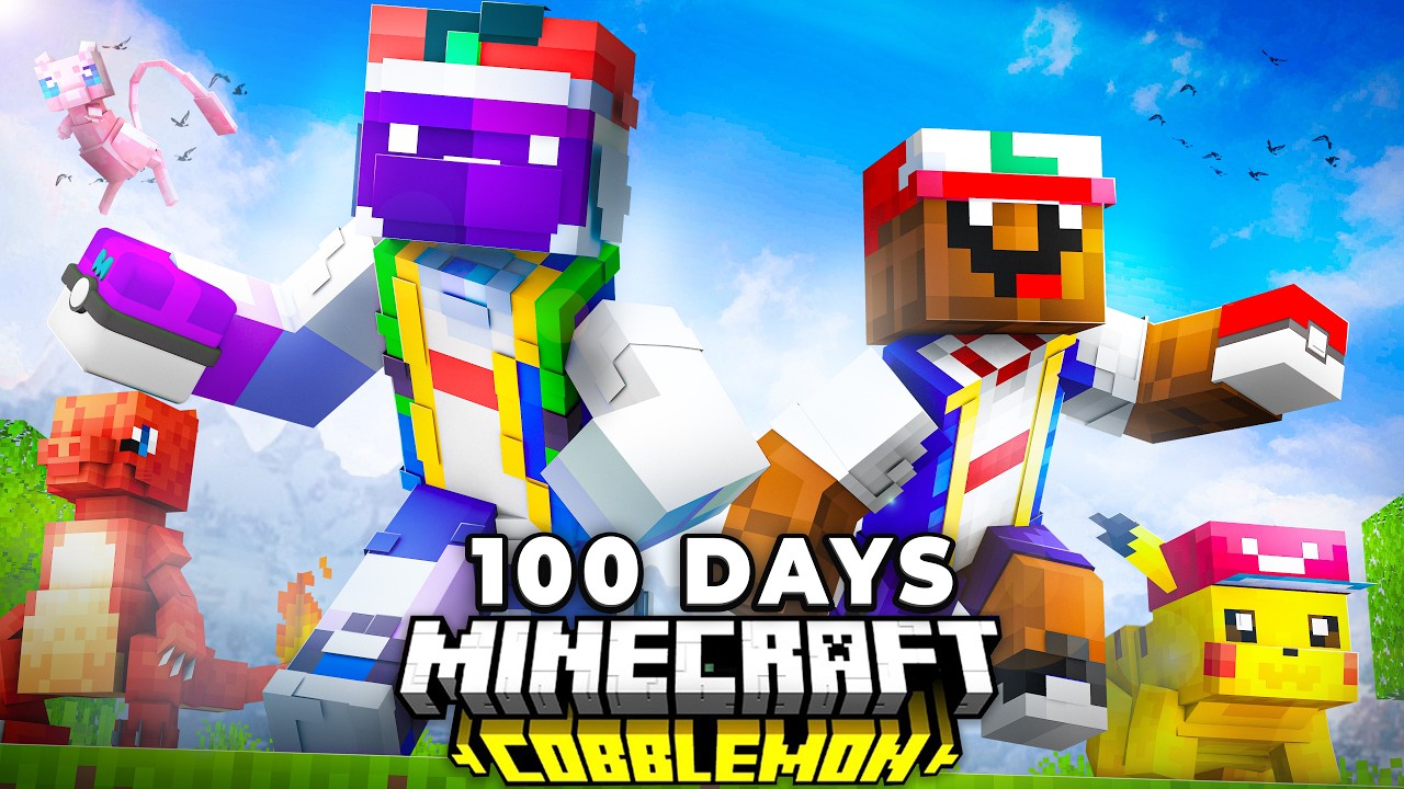 We Survived 100 Days of DUO COBBLEMON in Minecraft