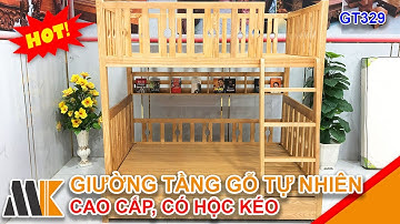 Giường Tầng Gỗ Tự Nhiên Cao Cấp Có Hộc Kéo - GT329