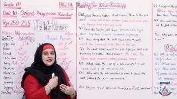 Claas 8 - English - Unit 10 - Lecture 12 The Kite Runner - Allied Schools