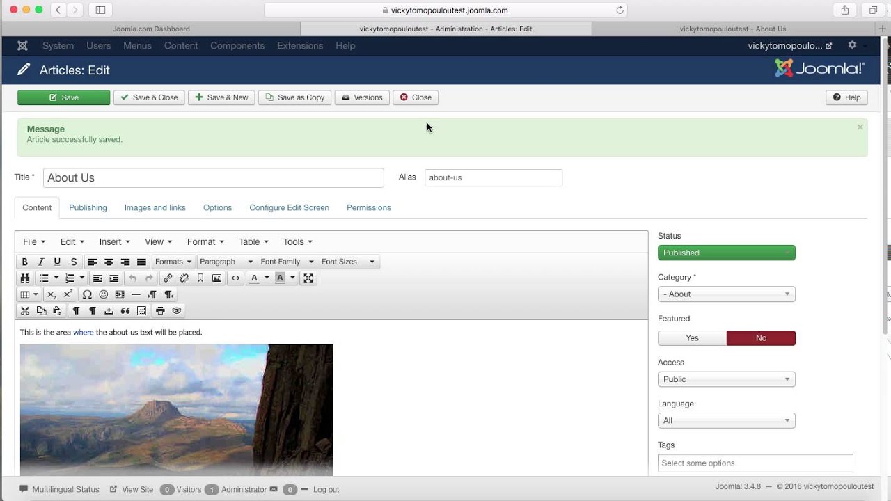 Create a sub-menu on joomla.com