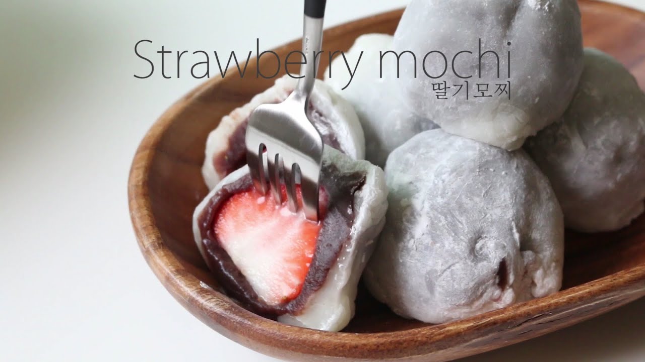 딸기모찌 만들기 Strawberry mochi いちご もち 노오븐 디저트 : 한세 - YouTube