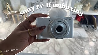 aesthetic sony zv-1f camera unboxing//camera comparison, accessories + more