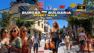 ☀️ May holidays city center & park walking Burgas 🇧🇬 Bulgaria - 2024 - 4K 60 FPS