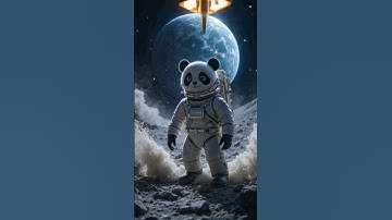 Panda goes to the moon with a racket #shorts #ai #panda