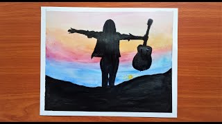 Single Girl Shadow Art With Oil Pastel