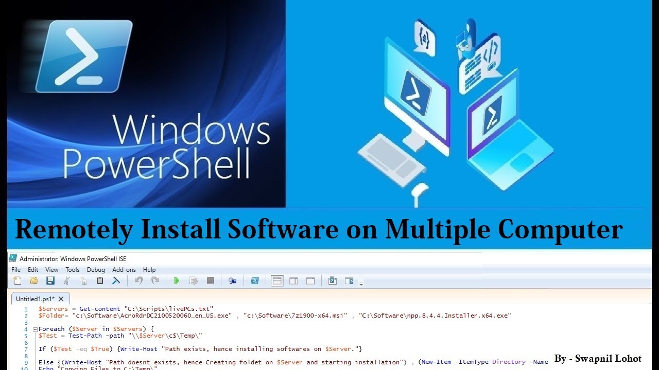 Powershell Installing Software Remotely On Multiple Computers - Youtube