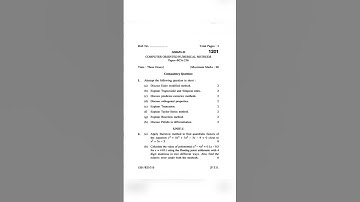 COMPUTER ORIENTED NUMERICAL METHODS / Sem3rd/Question paper 2021 /BCA Course/ Kuk University