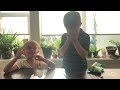 Ammon and Gracie eating old snacks