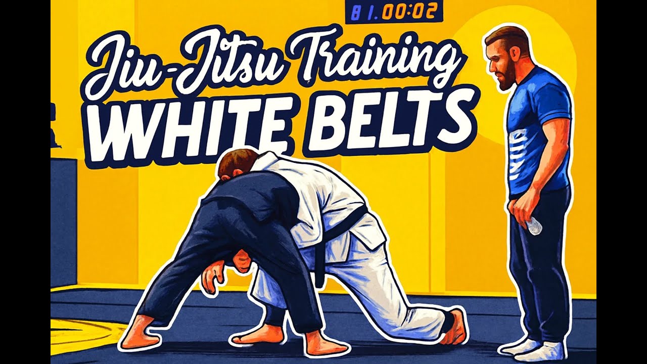 White belt jiu-jitsu training. Gi. 1 round 4 minutes.  