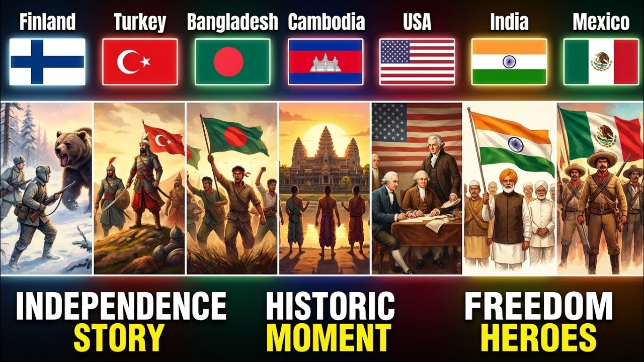 Independence Days of Countries 🌎 | Dates & Celebrations - YouTube