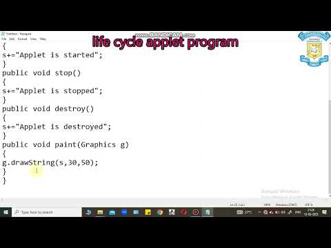 SJCTNC-BERNARD-18PIT21-OOP IN JAVA-UNIT III-LIFE CYCLE OF APPLET