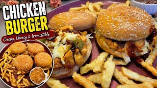 Cheesy Chicken Burger Recipe | Juicy & Delicious Homemade Chicken Burgers 