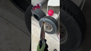 Glowing hot knife vs Car Tire!