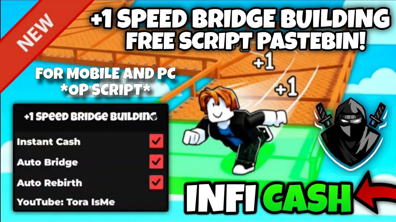 🛠+1 Speed Bridge Building Script Pastebin **NO KEY** Instant Cash Autofarm, Auto Bridge, AutoRebirth