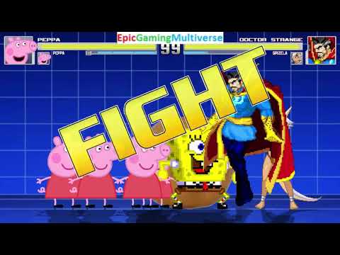 Peppa Pig Crew VS Doctor Strange And Annoying Orange And SpongeBob In A MUGEN Match / Battle