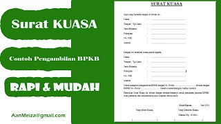 Cara Membuat Surat Kuasa | Contoh Surat Kuasa Untuk Pengambilan BPKB