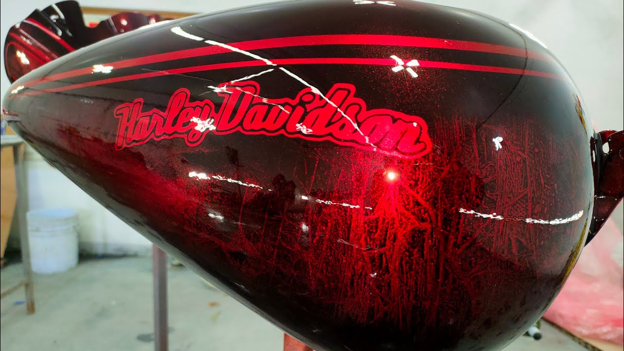 Как покрасить мотоцикл с мраморным эффектом (Harley Davidson) шаг за шагом