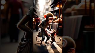 गरीब बंदर Viral Video 😭😭😭😭 ,#ai​ #viralvideos #aivideo #monkey​ #milk​