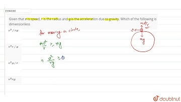 Given that v is speed, r is the radius and g is the acceleration due to gravity. Which of the fo...