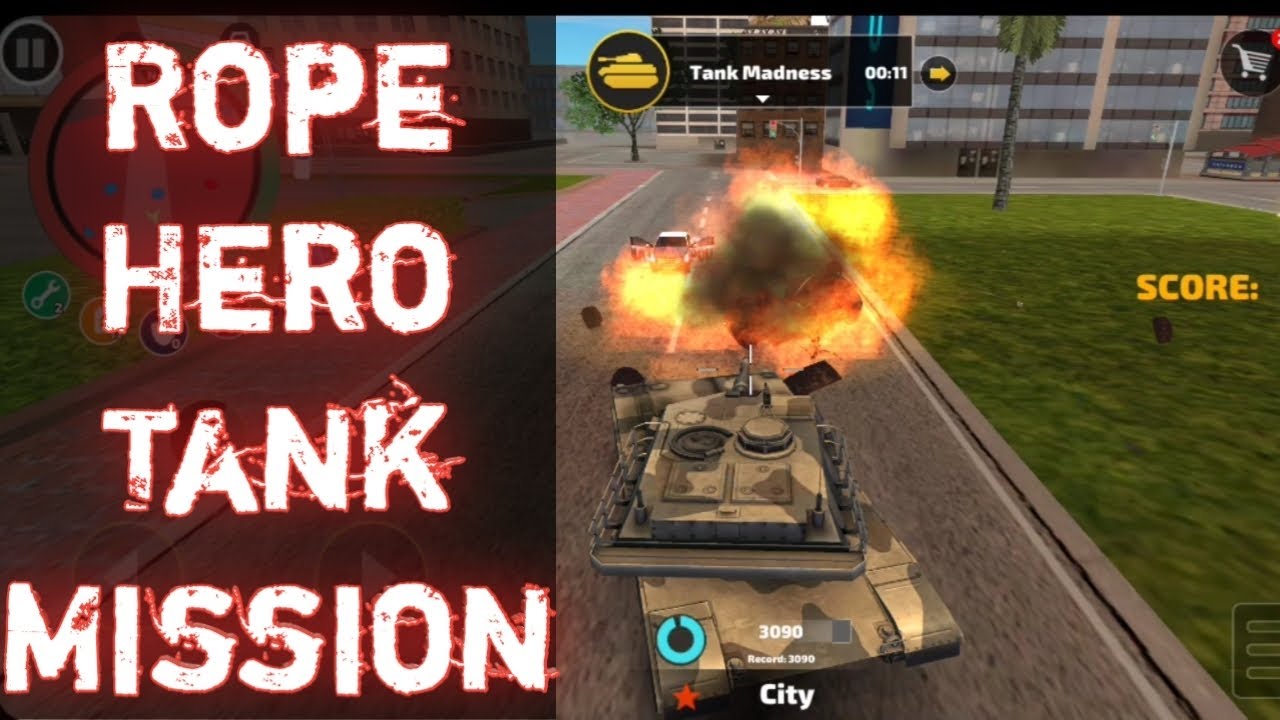 Rope Hero Tank Mission ll Destroy With Tank #ropeherovicetown # ...