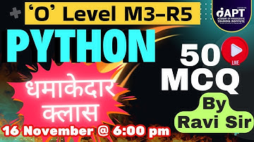 M3 R5 | 8th Live Class | O Level Python MCQ | 50 MCQs Questions and Answers | #aptinstitute