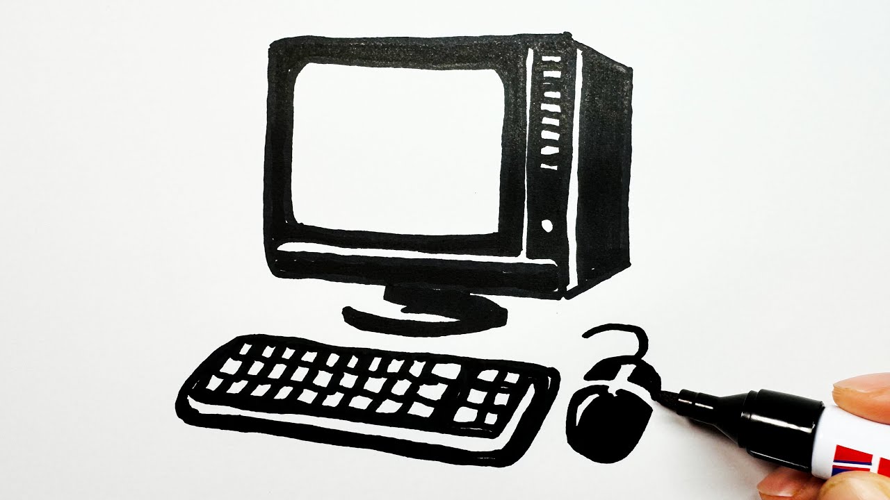 How to Draw a Computer - YouTube