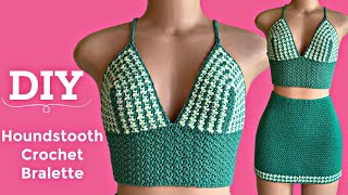Houndstooth Sch Crochet Bralette Top Tutorial Coco Chanel Crochet Top