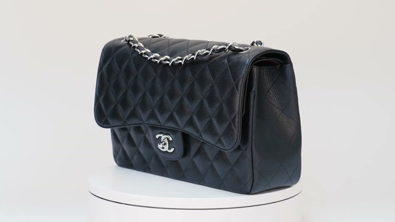 Chanel Classic Flap Black Caviar Jumbo Silver Hardware - Luxury Shopping
