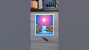 ✨ How to Draw a Magical Waterfall Scenery with Oil Pastels | Easy Step by Step Tutorial