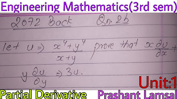 Using Eulers Theorem| Partial Derivative | Unit:1 | Engineering Math | CTEVT | Prashant YT |