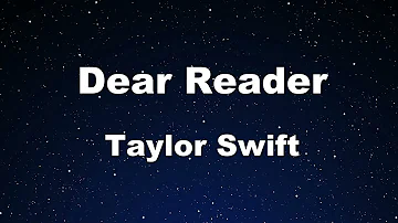 Karaoke♬ Dear Reader - Taylor Swift 【No Guide Melody】 Instrumental, Lyric