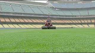 Dodgers Groundskeepers Working At Dodger Stadium