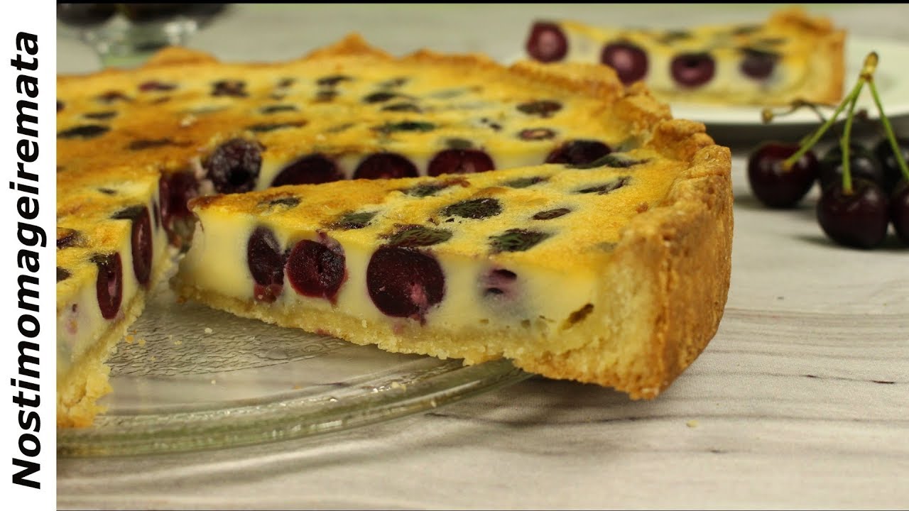 Μια υπέροχη καλοκαιρινή Τάρτα με ζουμερά κεράσια και γέμιση κρέμας συνταγή Κλαφουτί