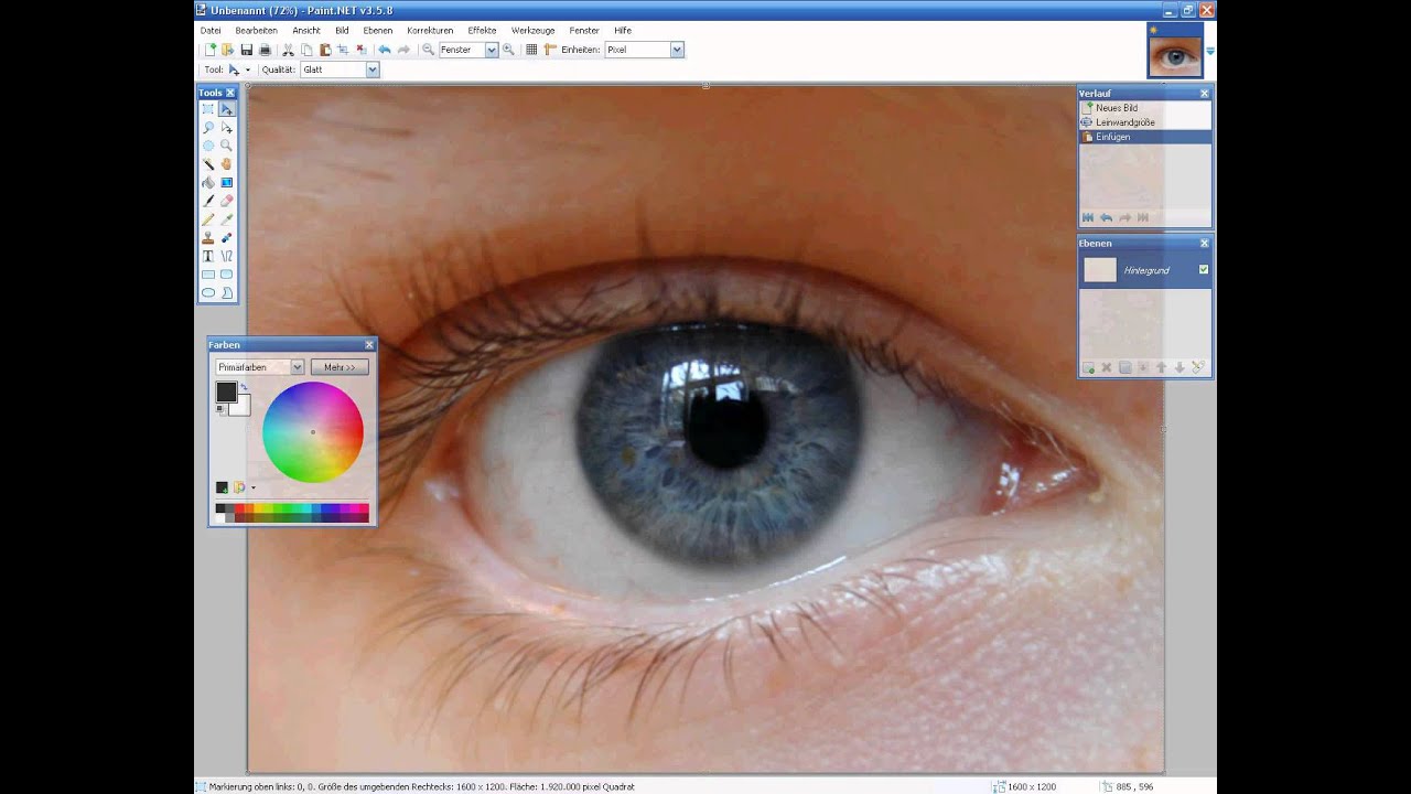 Wie Andert Man Die Augenfarbe Mit Paint Net Youtube