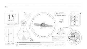 Animation of infographics about receiving satellite data on alpha channel.