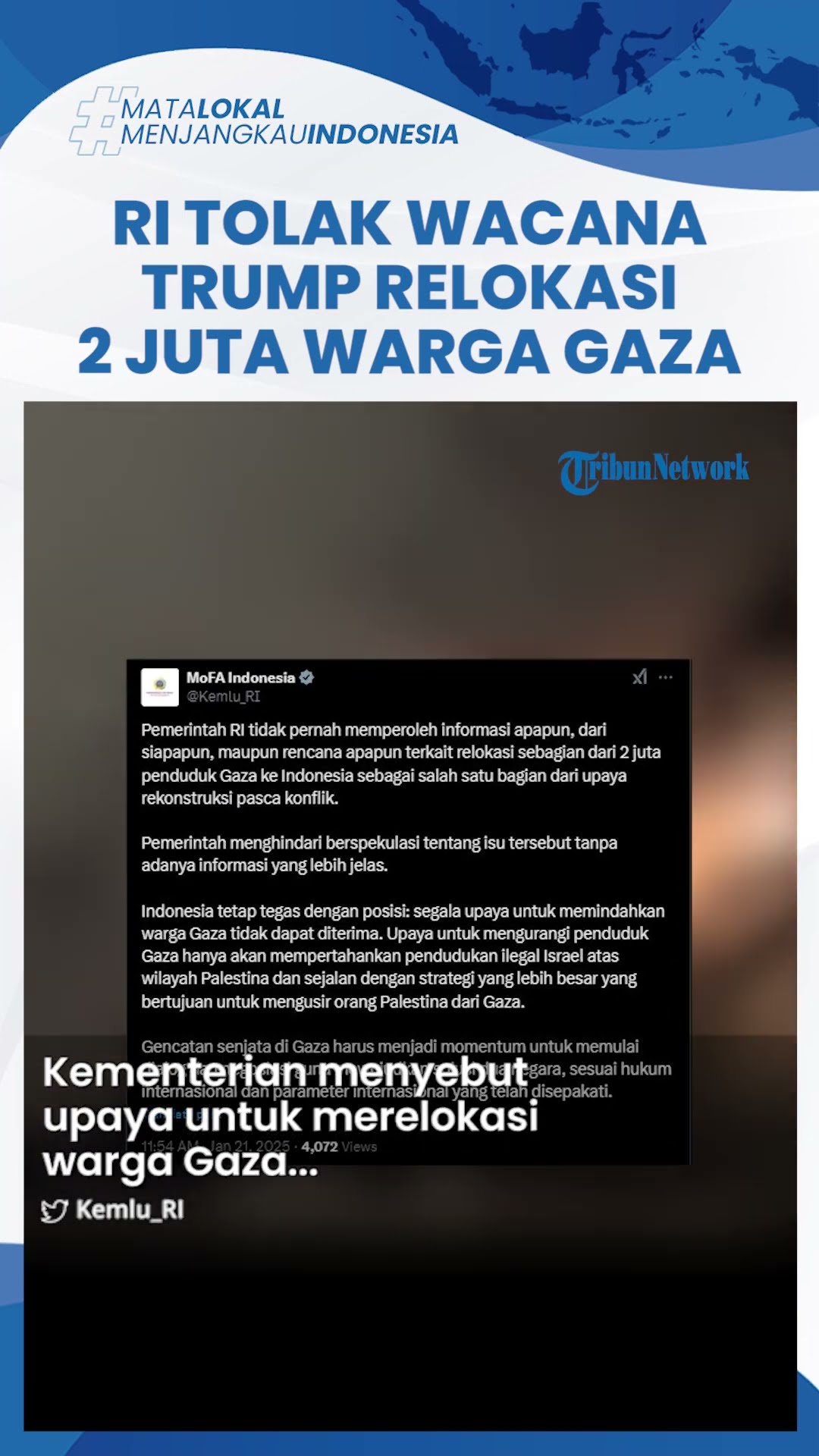Sikap Tegas Indonesia Tolak Usulan Trump Relokasi 2 Juta Warga Gaza ke RI: Tidak Dapat Diterima
