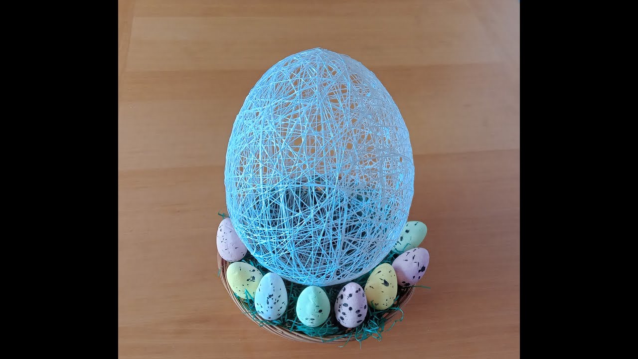 Osterei basteln aus Faden & Luftballon – einfache DIY-Idee zu Ostern