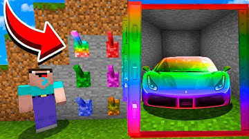 Minecraft NOOB vs PRO  CAN NOOB CHOOSE RIGHT LEVER TO OPEN SUPER RAINBOW CAR IN GARAGE 100% trolling
