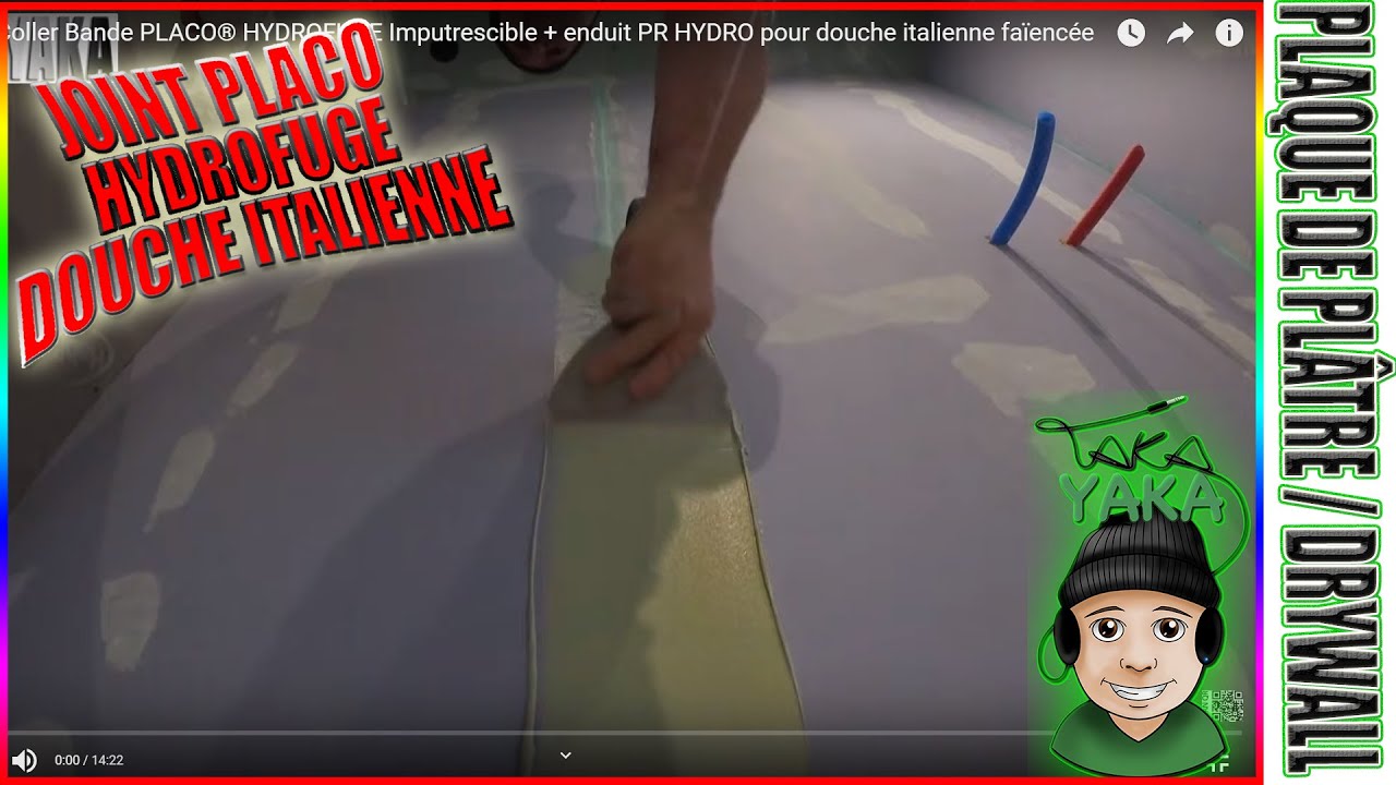 13/15 ⏩ Coller Bande PLACO® HYDROFUGE Imputrescible + enduit PR HYDRO pour  douche italienne faïencée 