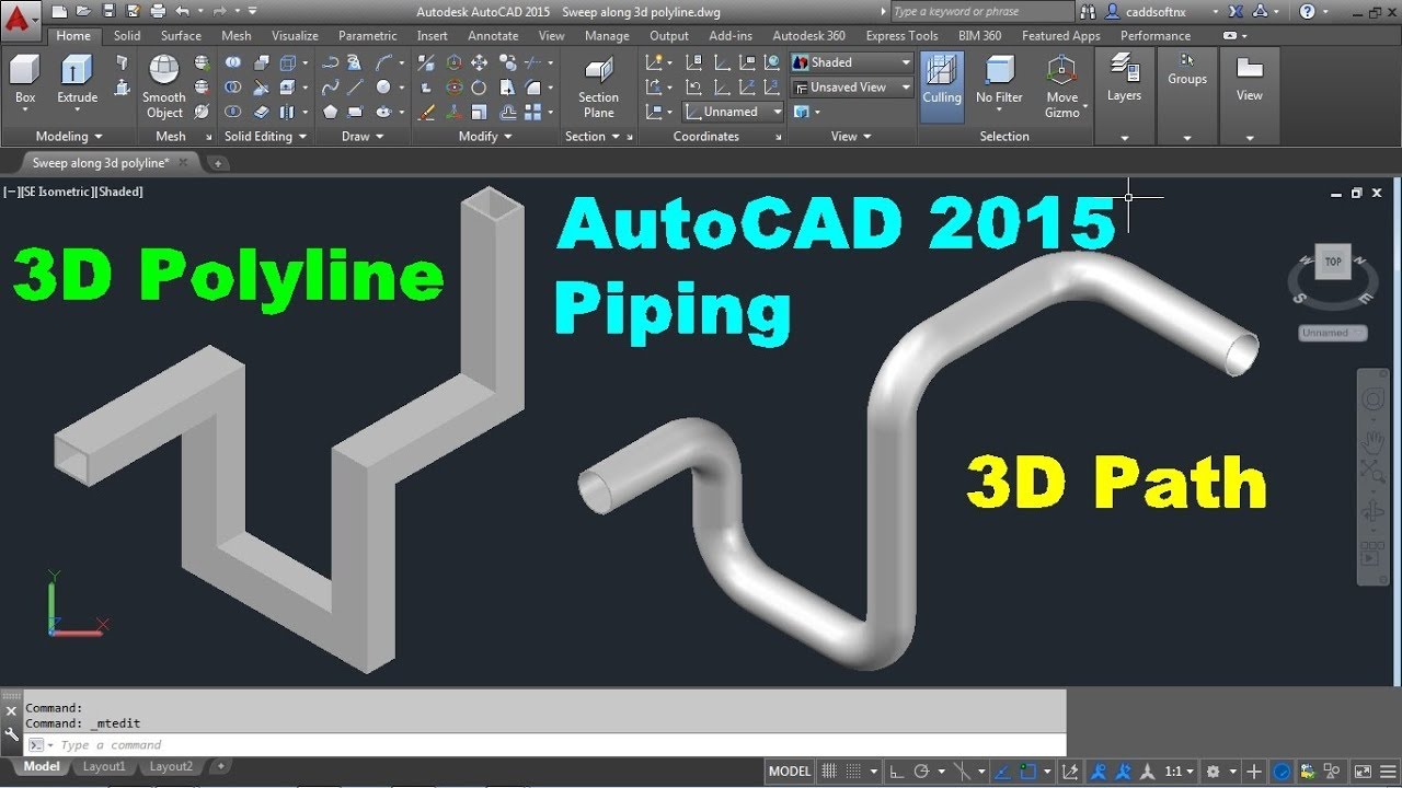  AutoCAD Sweep along 3D Polyline Autocad Sweep 3D Path 