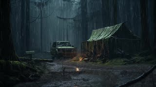 Rain On Tent | Solo Camping in Heavy Rain and Thunder Sounds for Ultimate Relaxation