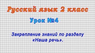 Русский язык 2 класс (Урок№4 - Закрепление знаний по разделу «Наша речь».)
