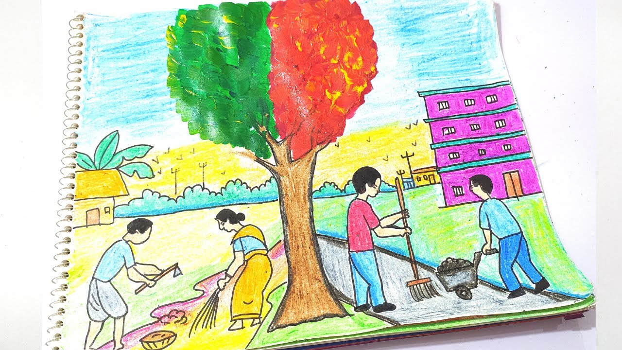 How to draw clean India drawing || swachh bharat abhiyan poster ...