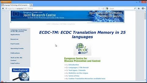 ECDC translation memory in 25 languages