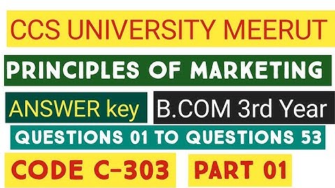 ANSWER Key || Principles of Marketing || B.com Final Year || 28 March-2023
