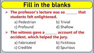 Fill in the blanks | Grammar MCQs | English Grammar Quiz #englishgrammar #english #fillintheblanks
