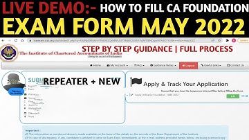 How To Fill CA Foundation Exam Form May 2022 | Step By Step Guidance | Full Process | ICAI Exam form