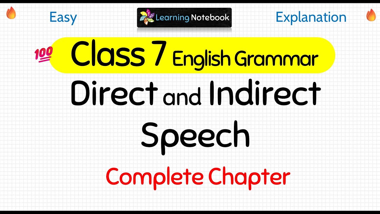 Class 7 Direct and Indirect Speech - YouTube